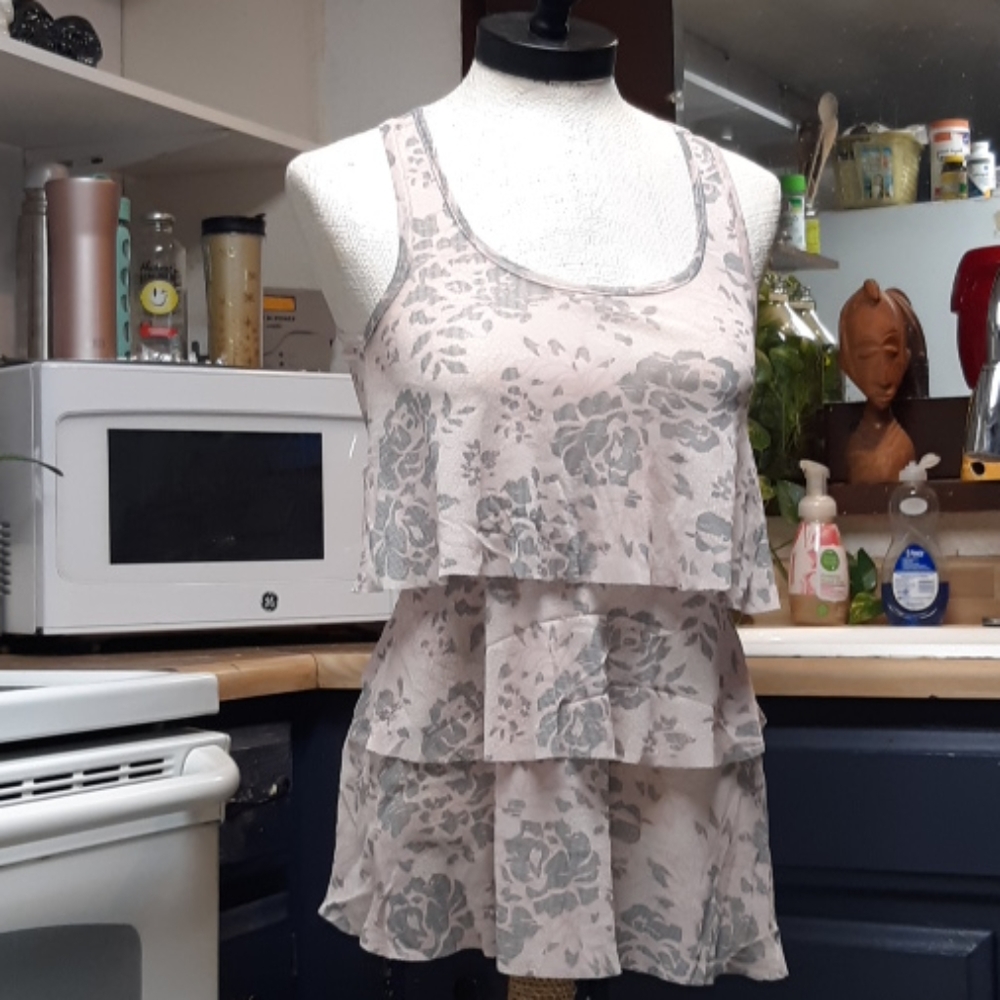 Womens Sheer tank Blouse top shirt Ruffle